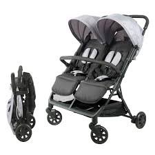 Bambisol Passeggino Doppio Ultra-Compatto per Gemelli - Nero e Grigio